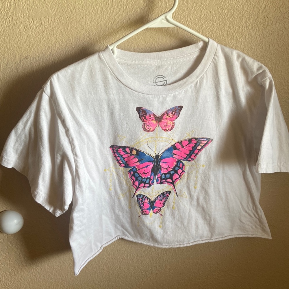 Teen Cropped Butterfly Tee